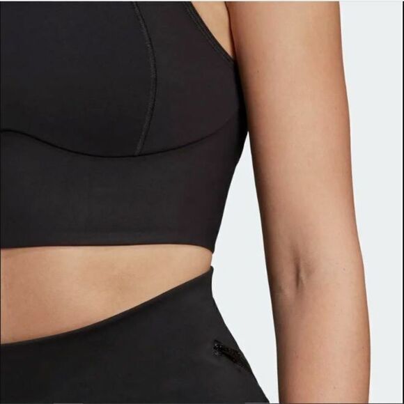 adidas x Stella McCartney Women Sz 2XS Black TruePurpose Crop Top Sports Bra - Picture 5 of 7